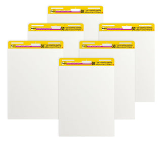 Post-it Super Sticky Easel Pad, 25 x 30 Inches, 30 Sheets/Pad, 6 Pads, Large White Premium Self Stick Flip Chart Paper, Super Sticking Power (559VAD6PK)
