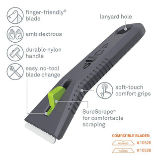 10593-CS Auto-Retracting, Utility Scraper, Locking Ceramic Blade, Rust Free, Finger Friendly, Soft-Touch Comfort Grips Reduce Strain, 12 Pack