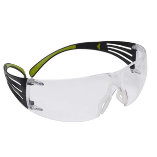 3M Safety Glasses for Men and Women, SecureFit 400, 20 Pack, ANSI Z87, Anti-Fog Anti-Scratch Clear Lens, Green/Black Frame, Polycarbonate, UV Protection, Flexible Temples, Soft Nose Bridge