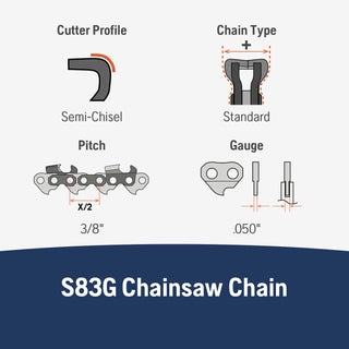 Husqvarna S83G 24 Chainsaw chain, 3/8'' Pitch, .050 Guage, 84 DL