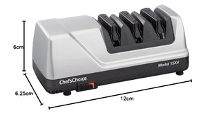 Chef'sChoice 15XV Professional Electric Knife Sharpener with Durable Metal Housing & 100-Percent Diamond Abrasives and Precision Angle Guides for Straight Edge and Serrated Knives, 3-Stage, Metallic