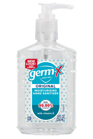 Germ-X Original Hand Sanitizer, 8 Fl Oz (Pack of 12), Less Drying Moisturizing Gel with Vitamin E, No Rinse Formula, Pump Bottle