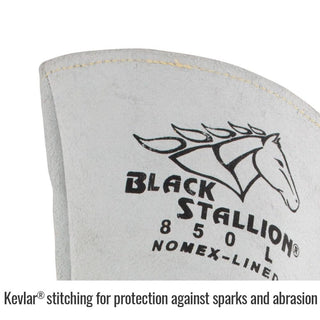 Black Stallion (850 Premium Grain Elkskin Stick Glove with Nomex Lined Back, Thumb Strap, Extra Thick, Kevlar Stitching, Flame and Abrasion Resistance, Large