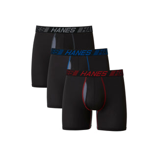 Hanes Mens Total Support Pouch Pack, X-temp Cooling, Anti-chafing, Moisture-wicking Underwear, Trunks Available Boxer Briefs, Regular Leg - Black, Large US