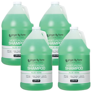 Ginger Lily Farms Club & Fitness Moisturizing Shampoo for All Hair Types, 100% Vegan & Cruelty-Free, Aloe Vera Scent, 1 Gallon (128 fl oz) Refill (Pack of 4)