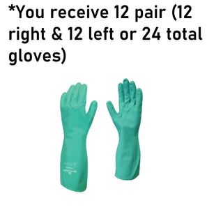 SHOWA 730 Chemical Resistant Gloves, 15-mil Nitrile with Cotton Flock Liner, 13-inch Extended Gauntlet, Bisque Grip, CE Cat III & Food Safe, Green, Medium, 12-Pack