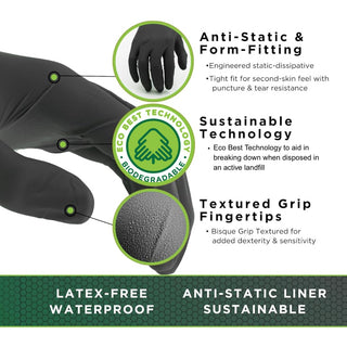 SHOWA 7700PFT Sustainable EBT Latex-Free, Powder-Free, Accelerator-Free, Nitrile Disposable Single Use Safety Gloves, 4 Mil, 9.5" Length, Large (1 Box/50 Gloves)