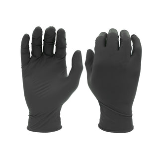 SHOWA 6112PF Sustainable EBT Latex-Free, Powder-Free, Nitrile Disposable Single Use Safety Gloves, 4 Mil, 9.5" Length, Black, Medium, (1 Box/100 Gloves)