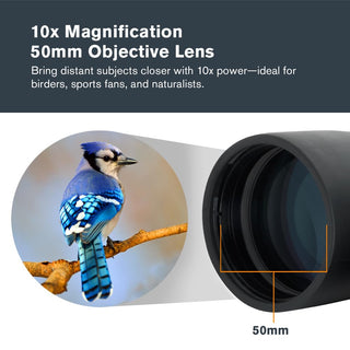 Celestron - Outland X 10x50 Binoculars – Ideal for Birding and Outdoors – 50mm Objective Lenses – 5.6° Field of View – BaK-4 Prisms – Multi-Coated – Waterproof and Fogproof