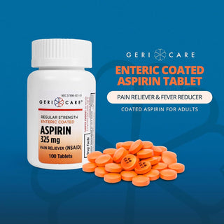 Enteric Coated Aspirin Tablets 325mg (100 Count) by GeriCare- NSAID Pain Reliever & Fever Reducer Coated Aspirin for Adults- Regular Strength Aspirin for Headache Arthritis Menstrual & Muscle Pain