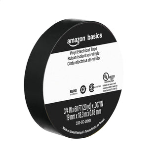 Amazon Basics Vinyl Electrical Adhesive Tape, Flame Retardant, Wire Insulation, Repairs, 3/4 in x 60 ft x 0.007in, Black, 6-Pack (