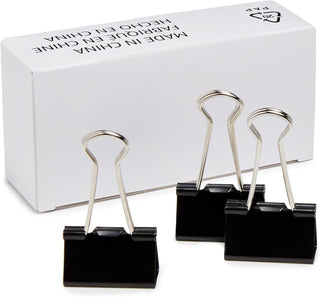 Amazon Basics Sturdy Binder Clips, Office Supplies, Medium 1.25 in, Document Organizing, Black, 96 Count (8 Pack of 12)