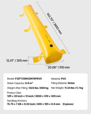 Flood Barrier, Flood Bags, Sandbag Alternative, Water Barrier for Flooding with Great Waterproof Effect, Reusable PVC Water Diversion Tubes, Lightweight Flood Barriers for Home, Door, Garage