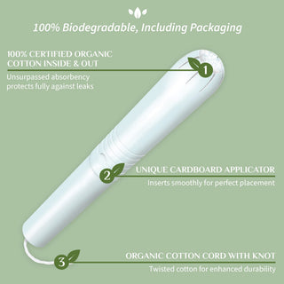 Organyc 100% Certified Organic Cotton Tampons, Cardboard Applicator, Free from Chlorine, Perfumes, Rayon and Chemicals, Regular, 16 Count