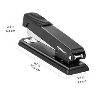 Amazon Basics Full-Strip Metal Office Desktop Stapler, 20 Sheet Capacity, Non-Slip, Black, 3-Pack
