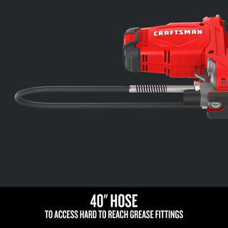 CRAFTSMAN Grease Gun V20 Electric Grease Gun Cordless, 40" Hose, LED Light, 10,000 Max PSI Pushes up to 9 oz. of Grease per Minute, Tool Only (CMCGG001B)