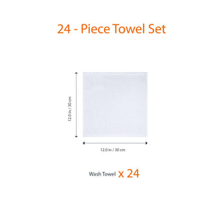 Amazon Basics Fast Drying Cotton Washcloths for Bathroom, Machine Washable, Soft and Highly Absorbent, 12 x 12 in, White, 24-Pack