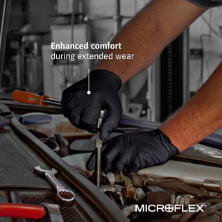 Ansell MICROFLEX MidKnight Touch 93-732 Disposable Nitrile Exam Gloves for Auto, Tattoo, Dentistry, Catering, 4.3 mil - XL, Black (Case of 1000)