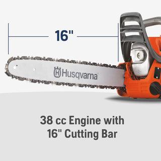 Husqvarna 120 Mark III Gas Chainsaw, 38-cc, 2-Cycle X-Torq Engine, 16 Inch Chainsaw with Automatic Oiler, for Wood Cutting and Tree Pruning, Gifts for Men, 970739616