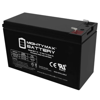 Mighty Max Battery ML7-12, 12 Volt 7.2 AH SLA F1 Terminal Battery, Brand Product, Black (Pack of 1)