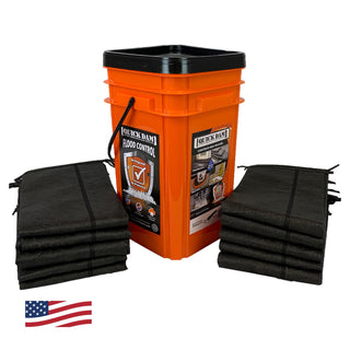 Quick Dam Grab & Go Flood Kit includes 10- 5-ft Flood Barriers in Bucket (QDGG5-10), Orange