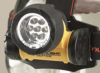 Streamlight 61052 Septor 120-Lumen 900-Candela Hands-Free LED Headlamp with 7 LEDs, 3 Lighting Modes and Elastic & Rubber Straps, Yellow