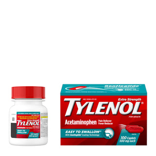 Tylenol Extra Strength Easy to Swallow Acetaminophen, Pain Reliever & Fever Reducer Coated Caplets for Adults with Gentleglide Technology, 500 mg Extra Strength Acetaminophen, 100 ct