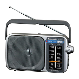 Panasonic Portable AM/FM Radio, Battery Operated Analog Radio, AC Powered, Silver (RF-2400D)