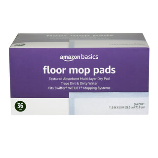 Amazon Basics Floor Cleaning Wet Mopping Pads, Super Absorbent, Fits Swiffer WetJet Mopping Systems, 36 Count