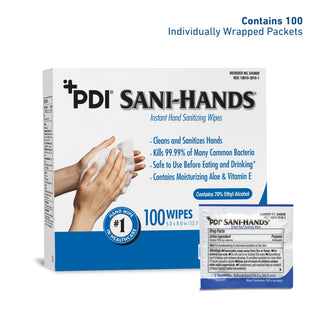 Sani-Hands Hand Sanitizer Wipes 100 Packets Per Box