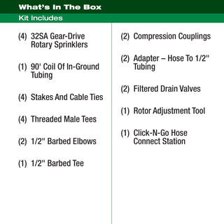 Rain Bird 32HE In-Ground Pro Rotor Pop-up Sprinkler System Kit with Click-N-Go Garden Hose Connection