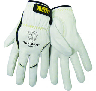 Tillman Medium 11" Pearl and Black Top Grain Goatskin and Dupont Kevlar Unlined TrueFit TIG Welders Gloves with Short Cuff and Kevlar Thread Locking Stitch (Bulk)