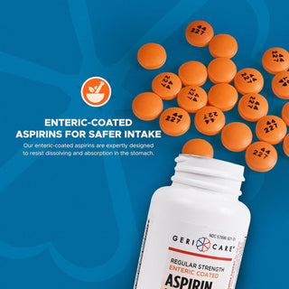 Enteric Coated Aspirin Tablets 325mg (100 Count) by GeriCare- NSAID Pain Reliever & Fever Reducer Coated Aspirin for Adults- Regular Strength Aspirin for Headache Arthritis Menstrual & Muscle Pain