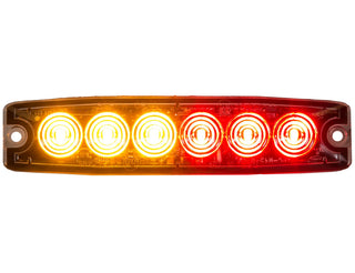 Buyers Products 8892206 5 Inch Amber and Red LED Strobe Light, Ultra‑Thin Surface Mount Warning Light, 6 LEDs, 23 Flash Patterns, Aluminum Housing, IPX8 Waterproof, for Trucks and Utility Vehicles