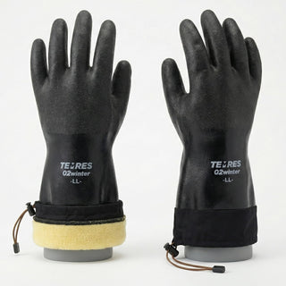 SHOWA TEMRES 282-02 Waterproof Insulated Winter Work Gloves, Breathable Polyurethane, Integrated Drawstring Gaiter Snow Cuff, Thermal Fleece for Skiing, Ice Fishing, Black, X-Large, 1 Pair