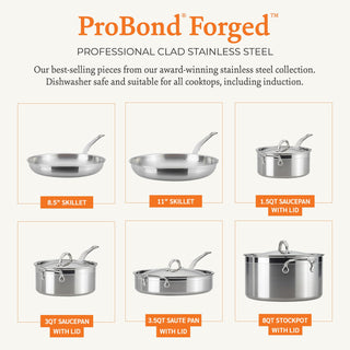 Hestan - ProBond Collection - Professional Clad Stainless Steel 10-Piece Ultimate Cookware Set, Induction Cooktop Compatible