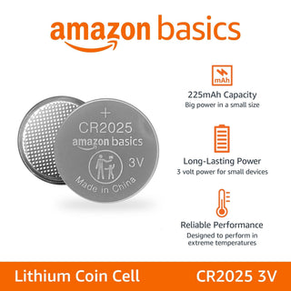 Amazon Basics 6-Pack CR2025 3V Lithium Coin Cell Batteries, Long Lasting Power, Mercury-Free, Child Safety Packaging