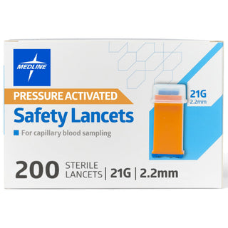 Medline Safety Lancets, Pressure Activation, 21G x 2.2 mm, 200 Count