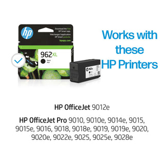 HP 962XL Black High-Yield Ink Cartridge | Works with OfficeJet 9010, Pro 9010, 9020 | Eligible for Instant Ink | 3JA03AN