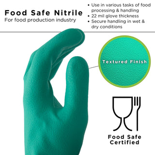 SHOWA 737 Nitrile Chemical Resistant Safety Glove, Unlined, Food Safe, 22 Mil Thick, 15" Length, Large (12 Pair)
