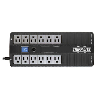 Tripp Lite 850VA UPS Battery Backup Surge Protector Efficient Energy-Star Certified, AVR, 12-Outlet Uninterruptible Power Supply, Dataline Protection, 3-Year Warranty & $100,000 Insurance (ECO850LCD)