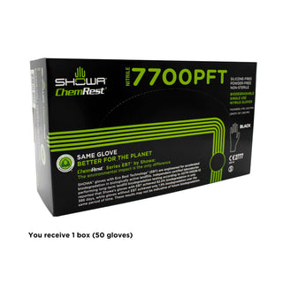 SHOWA 7700PFT Sustainable EBT Latex-Free, Powder-Free, Accelerator-Free, Nitrile Disposable Single Use Safety Gloves, 4 Mil, 9.5" Length, X-Large (1 Box/50 Gloves)