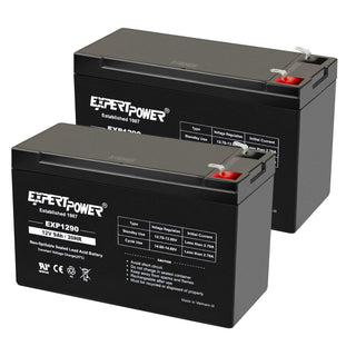 ExpertPower EXP1290 (2 Pack) - 12V 9AH SLA AGM Rechargeable 12V Battery for Ride on Toys, Backup UPS Battery Replacement, 12 Volt Batteries for Alarm, Electric Bike, F2 Terminals (.250")