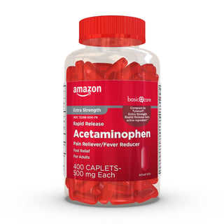 Amazon Basic Care Rapid Release Acetaminophen Caplets 500 mg, Extra Strength Pain Reliever and Fever Reducer for Headache, Backache, Menstrual Pain, Arthritis Pain, 400 Count