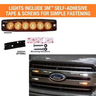 Buyers Products 8892204 5 Inch Blue LED Strobe Light, Ultra‑Thin Surface Mount Warning Light, 6 LEDs, 23 Flash Patterns, Aluminum Housing, IPX8 Waterproof, for Trucks and Utility Vehicles