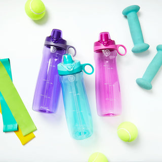 Pogo BPA-Free Plastic Water Bottle with Chug Lid, Blue Atoll, 32 oz.