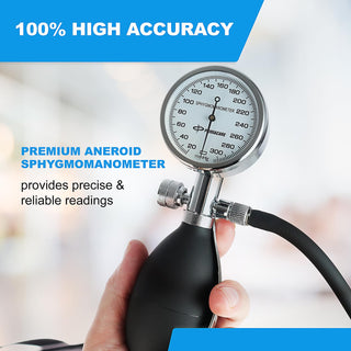 Primacare DS-9185 Aneroid Sphygmomanometer and Blood Pressure Cuff Set with Portable Case, 5 Sized Nylon Cuffs with Deflation Valve, BP Cuff Manual Kit for Infant, Child, Adult, Large Adult, Thigh