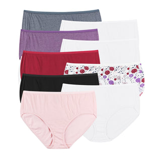 JUST MY SIZE Women's Plus Size Cool Comfort Cotton Brief 10-Pack, Assorted, 11