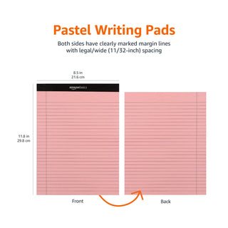 Amazon Basics Wide Ruled Lined Writing Note Pads with Sturdy Back, 8.5" x 11.75", Multicolor, 6-Pack, 300 Sheets, Perforated