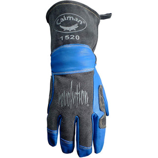 Caiman Premium Goat Grain MIG/Stick Welding Gloves, Wool Lining, Kontour Design, Kontour Thumb and Wrist, Kevlar, Blue/Black, Large (1520)